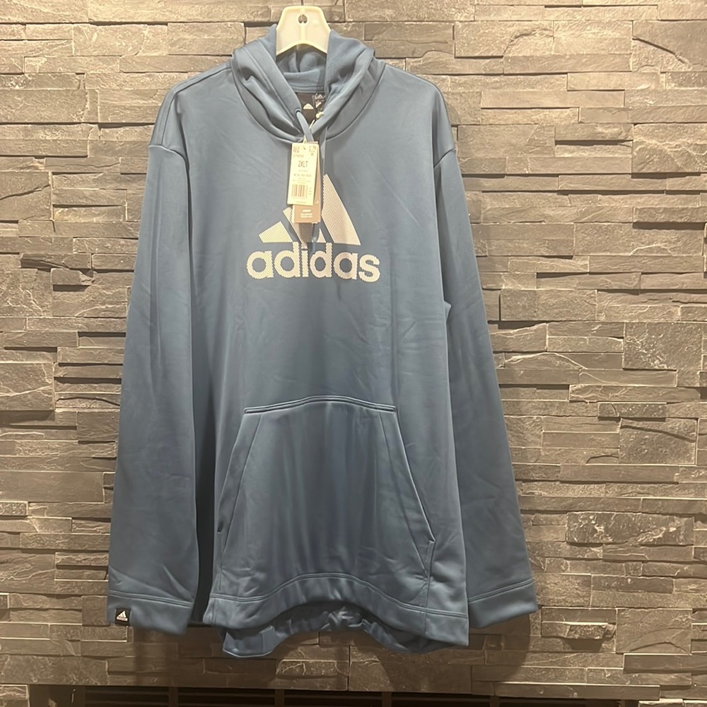Adidas Moisture absorbing AEROREADY Poolover Hoodie w/Large Graphic Logo sz 2XLT - Picture 5 of 7